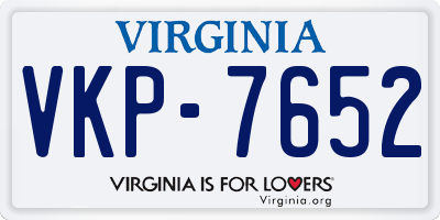 VA license plate VKP7652