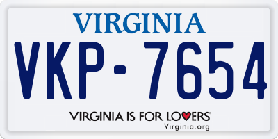 VA license plate VKP7654