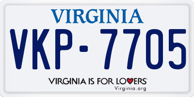 VA license plate VKP7705