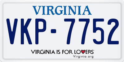 VA license plate VKP7752