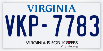 VA license plate VKP7783