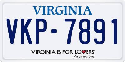VA license plate VKP7891