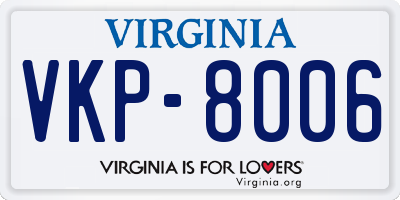 VA license plate VKP8006