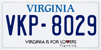 VA license plate VKP8029