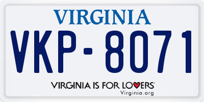 VA license plate VKP8071