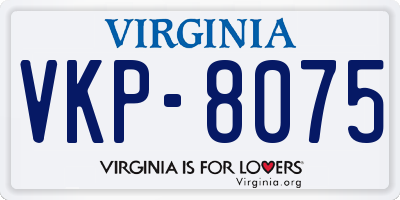 VA license plate VKP8075