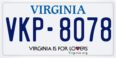 VA license plate VKP8078