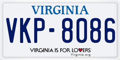 VA license plate VKP8086