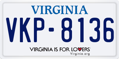 VA license plate VKP8136