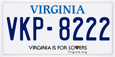 VA license plate VKP8222