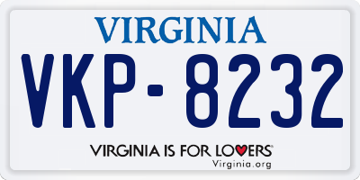 VA license plate VKP8232