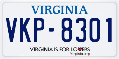 VA license plate VKP8301