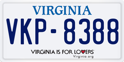 VA license plate VKP8388