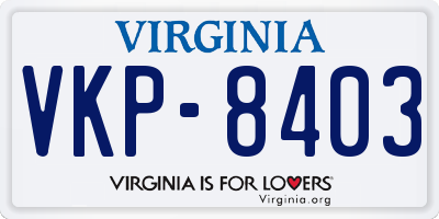 VA license plate VKP8403