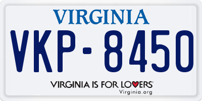 VA license plate VKP8450