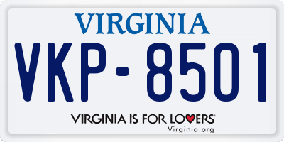 VA license plate VKP8501