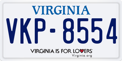 VA license plate VKP8554