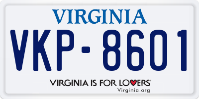 VA license plate VKP8601