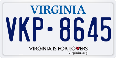 VA license plate VKP8645