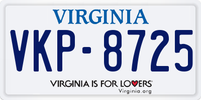 VA license plate VKP8725