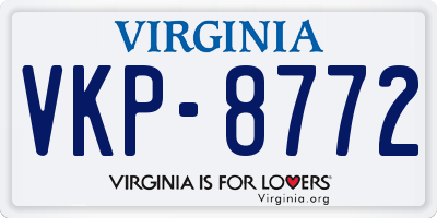 VA license plate VKP8772