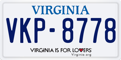 VA license plate VKP8778