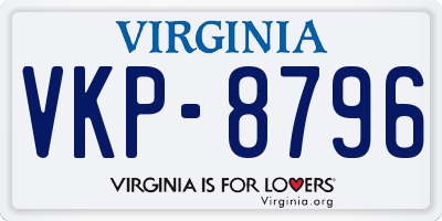 VA license plate VKP8796