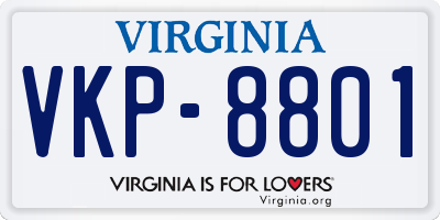 VA license plate VKP8801