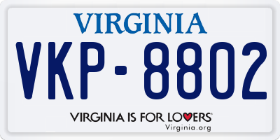 VA license plate VKP8802