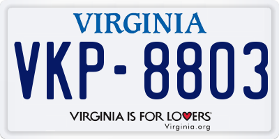 VA license plate VKP8803