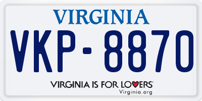 VA license plate VKP8870