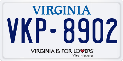 VA license plate VKP8902