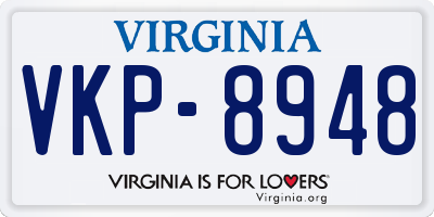 VA license plate VKP8948