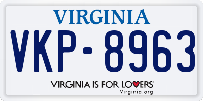 VA license plate VKP8963