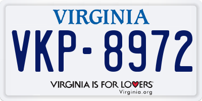 VA license plate VKP8972