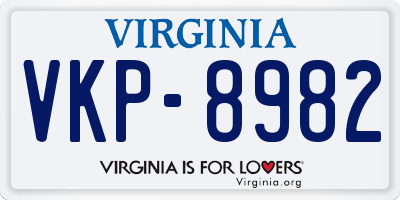 VA license plate VKP8982