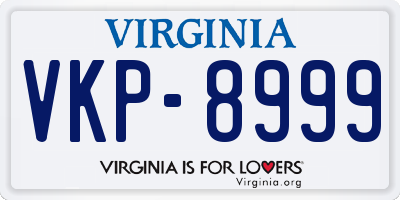 VA license plate VKP8999