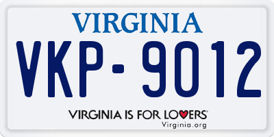 VA license plate VKP9012
