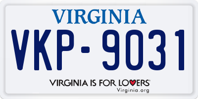 VA license plate VKP9031