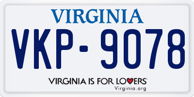 VA license plate VKP9078