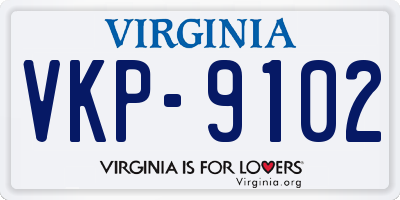 VA license plate VKP9102