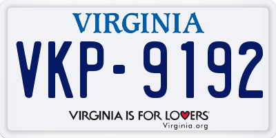 VA license plate VKP9192