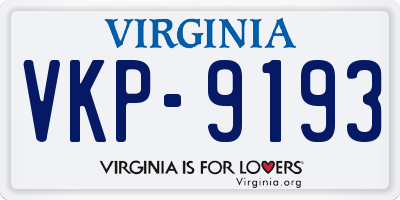 VA license plate VKP9193