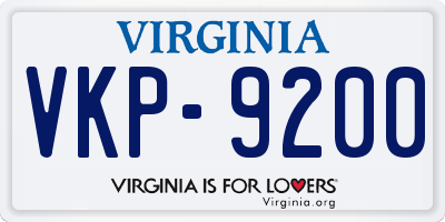 VA license plate VKP9200