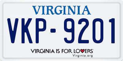 VA license plate VKP9201