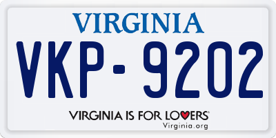 VA license plate VKP9202