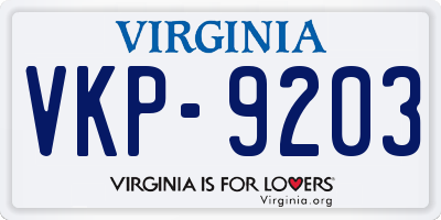 VA license plate VKP9203