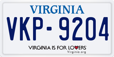 VA license plate VKP9204