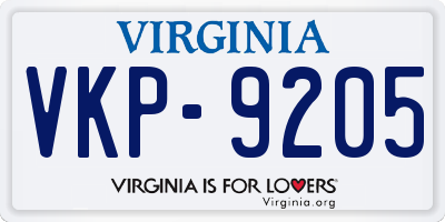 VA license plate VKP9205