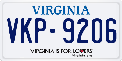 VA license plate VKP9206